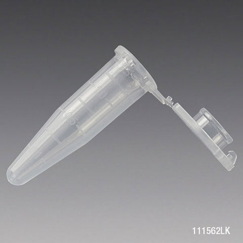 Microcentrifuge Tube, 1.5mL, PP, Attached Locking Snap Cap, Graduated, Natural, Lot Certified: Rnase, Dnase, Pyrogen, ATP and Human DNA Free