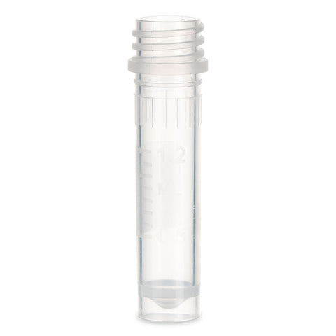 Microtube, 2mL, Attached Screw Cap for Color Insert, with O-Ring, STERILE, PP, 500/Bag, 2 Bags/Unit