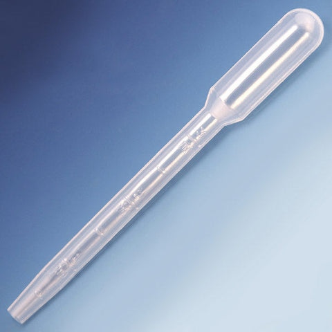 Transfer Pipet, Wide Bore, Large Bulb, 124mm, STERILE, Individually Wrapped, 100/Bag, 5 Bags/Unit