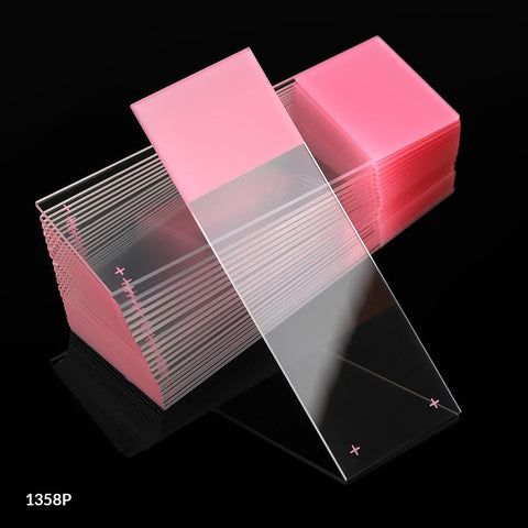 Microscope Slides, Diamond White Glass, 25 x 75mm, Charged, 90° Ground Edges, Pink Frosted, 72/Box