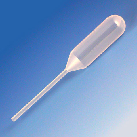 Transfer Pipet, 4.0mL, Narrow Stem, Short, 85mm, STERILE, 20/Bag, 25 Bags/Unit