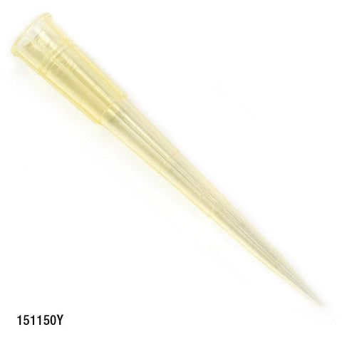 Pipette Tip, 1 - 200uL, Certified, Universal, Graduated, Yellow, 54mm, 1000/Stand-Up Resealable Bag