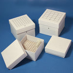 Freezing Box, 3", Cardboard, 64-Place (8x8 format), fits 3.0mL, 4.0mL and 5.0mL CryoCLEAR vials, White