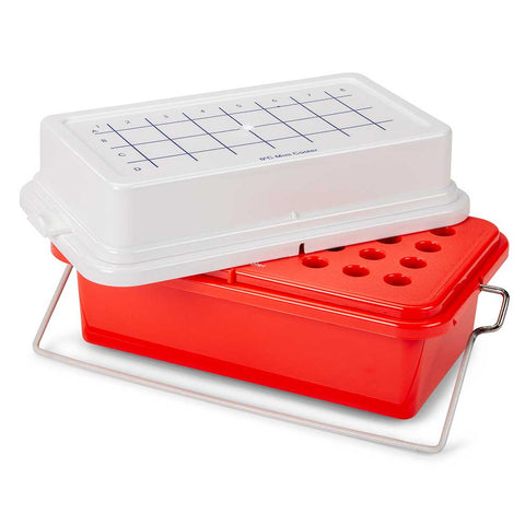 CryoCool Mini Cooler, 0°C, 32-Place (4x8) for 1.5mL Tubes, Red, with Gel Filled Cover