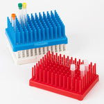 Peg Tube Rack, Reinforced PP, 17mm, 50-Place (66 Pegs), Blue, 2/Pack