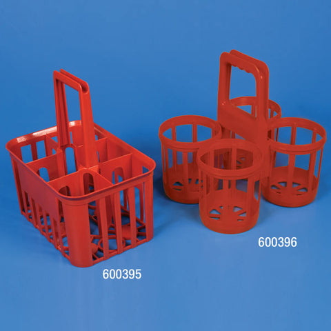 Bottle Carrier, 4 Position, for up to 120mm Wide Bottles, HDPE, Red