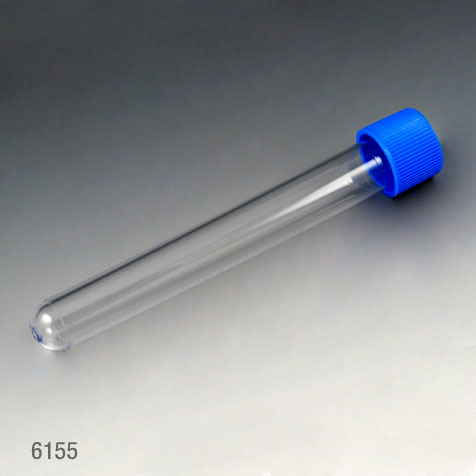 Transport Tube, 10mL, with Separate White Screw Cap, PP, Conical Bottom, Self-Standing, Molded Graduations