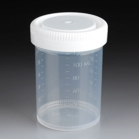 Container: Tite-Rite, 60mL (2oz), PP, 48mm Opening, Graduated, with Separate White Screwcap