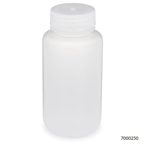 Bottle, Wide Mouth, PP Bottle, Attached PP Screw Cap, 250mL, 12/Pack