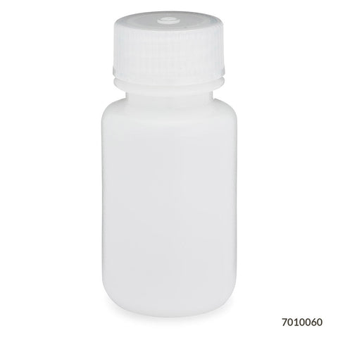 Bottle, Wide Mouth, HDPE Bottle, Attached PP Screw Cap, 60mL, 12/Pack