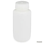 Bottle, Wide Mouth, HDPE Bottle, Attached PP Screw Cap, 250mL, 12/Pack