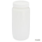 Bottle, Wide Mouth, HDPE Bottle, Attached PP Screw Cap, 2 Litres (0.5 Gallons)