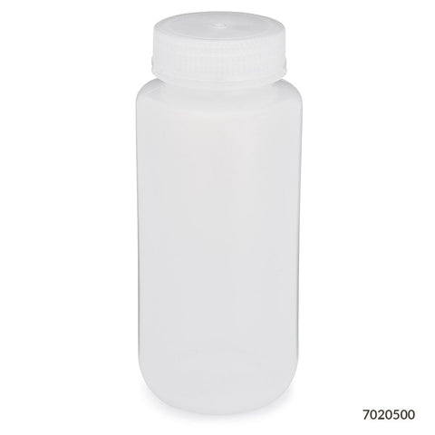 Bottle, Wide Mouth, LDPE Bottle, Attached PP Screw Cap, 500mL, 12/Pack