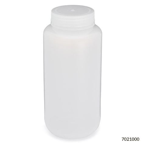 Bottle, Wide Mouth, LDPE Bottle, Attached PP Screw Cap, 1000mL, 12/Pack