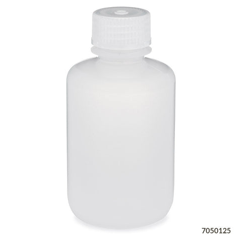 Bottle, Narrow Mouth, PP Bottle, Attached PP Screw Cap, 125mL, 12/Pack