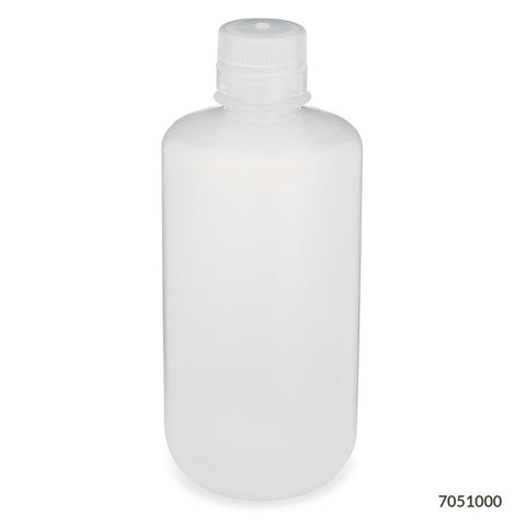 Bottle, Narrow Mouth, PP Bottle, Attached PP Screw Cap, 1000mL, 6/Pack