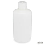 Bottle, Narrow Mouth, HDPE Bottle, Attached PP Screw Cap, 250mL, 12/Pack