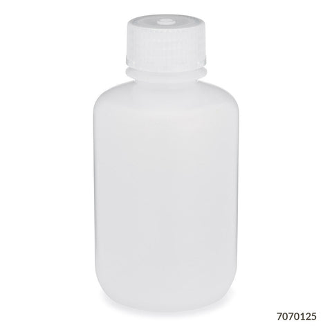 Bottle, Narrow Mouth, LDPE Bottle, Attached PP Screw Cap, 125mL, 12/Pack