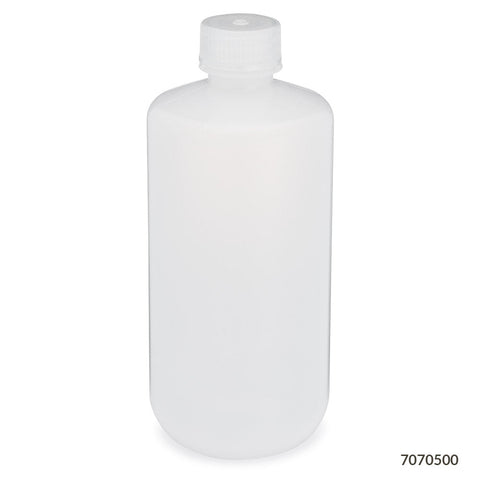 Bottle, Narrow Mouth, LDPE Bottle, Attached PP Screw Cap, 500mL, 12/Pack