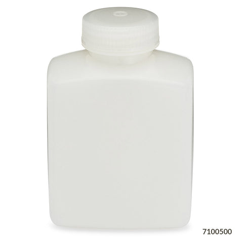 Bottle, Rectangular, HDPE Bottle, 48mm PP Screw Cap, 500mL (16oz), 12/Pack