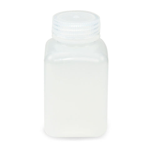 Bottle, Wide Mouth, Square, PP, Attached PP Screw Cap, 250mL, 12/Pack