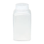 Bottle, Wide Mouth, Square, PP, Attached PP Screw Cap, 1000mL, 6/Pack