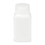 Bottle, Wide Mouth, Square, HDPE, Attached PP Screw Cap, 175mL, 12/Pack