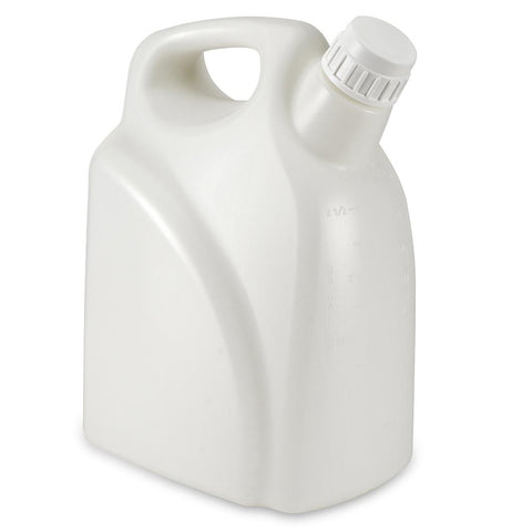 Jerrican, Rectangular with Handle, HDPE, 10 Liter, White PP Screwcap, Molded Graduations