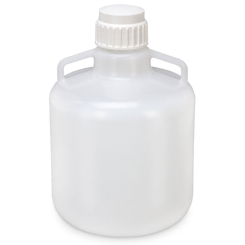 Carboy, Round with Handles, PP, White PP Screwcap, 15 Liter, Molded Graduations, Autoclavable