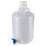 Carboy, Round with Spigot and Handles, LDPE, White PP Screwcap, 20 Liter, Molded Graduations