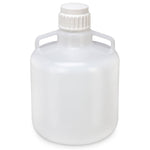 Carboy, Round with Handles, LDPE, White PP Screwcap, 15 Liter, Molded Graduations