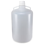 Carboy, Round with Handles, LDPE, White PP Screwcap, 50 Liter, Molded Graduations