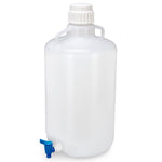 Carboy, Round with Spigot and Handles, LDPE, White PP Screwcap, 25 Liter, Molded Graduations