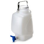 Carboy, Rectangular with Spigot and Handle, PP, White PP Screwcap, 10 Liter, Molded Graduations, Autoclavable