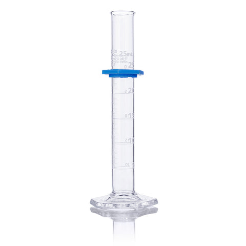 Cylinder, Graduated, Globe Glass, 25mL, Class B, To Deliver (TD), Dual Grads, ASTM E1272, 4/Box