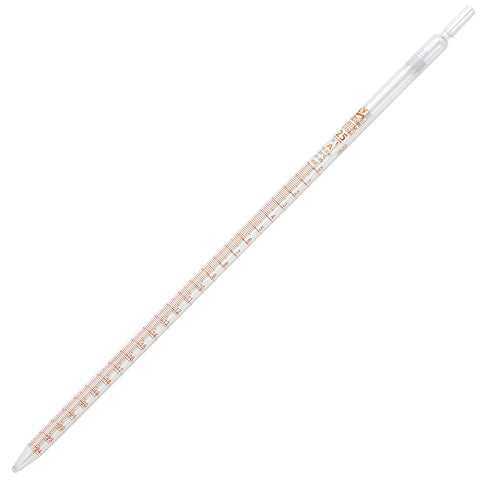 Pipette, Serological, Globe Glass, Reusable, 25mL, Class A, To Deliver (TD), 0.1 Graduations, White Band, 6/Box