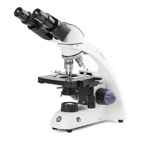 BioBlue binocular microscope SMP 4/10/S40/S100x objectives with mechanical stage and 1W NeoLED™ cordless illumination