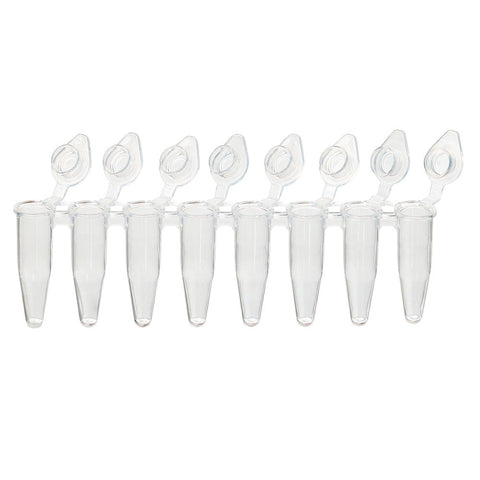 DiamondLink 0.2mL 8-Strip Tubes, with Individually-Attached Flat Caps, Clear