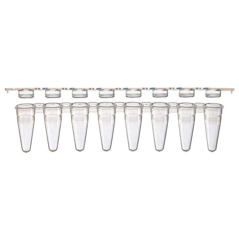 0.1mL 8-Strip Tubes, Low Profile, with Separate 8-Strip Clear Flat Caps, Natural