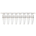 0.2mL 8-Strip Tubes, with Separate 8-Strip Clear Flat Caps, Natural