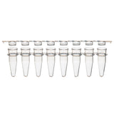 0.2mL 8-Strip Tubes, with Separate 8-Strip Clear Flat Caps, Natural