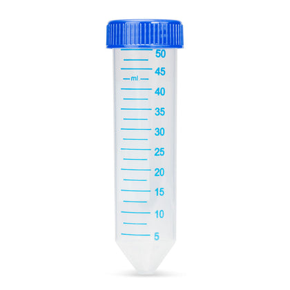 Centrifuge tube, 50mL, certified blue screwcap, printed grads, 25/resealable bag